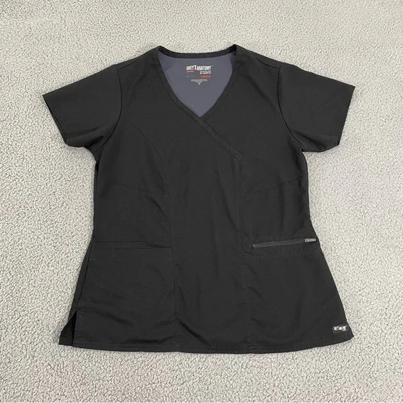 Grey's Anatomy Women's Charcoal V-Neck Scrub Top - Picture 1 of 1